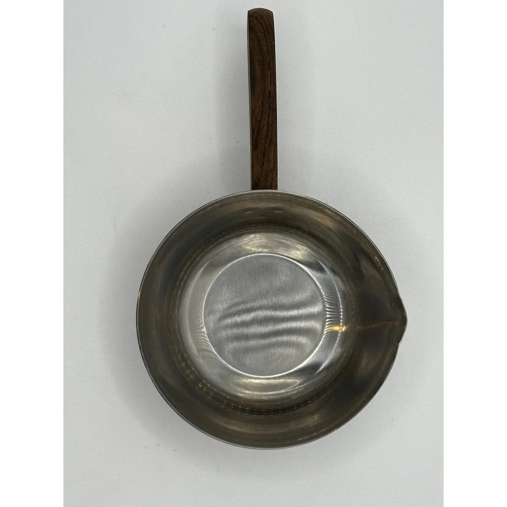 Lundtofte Denmark Stainless Steel Butter Warmer Wood Handle Mid Century Modern